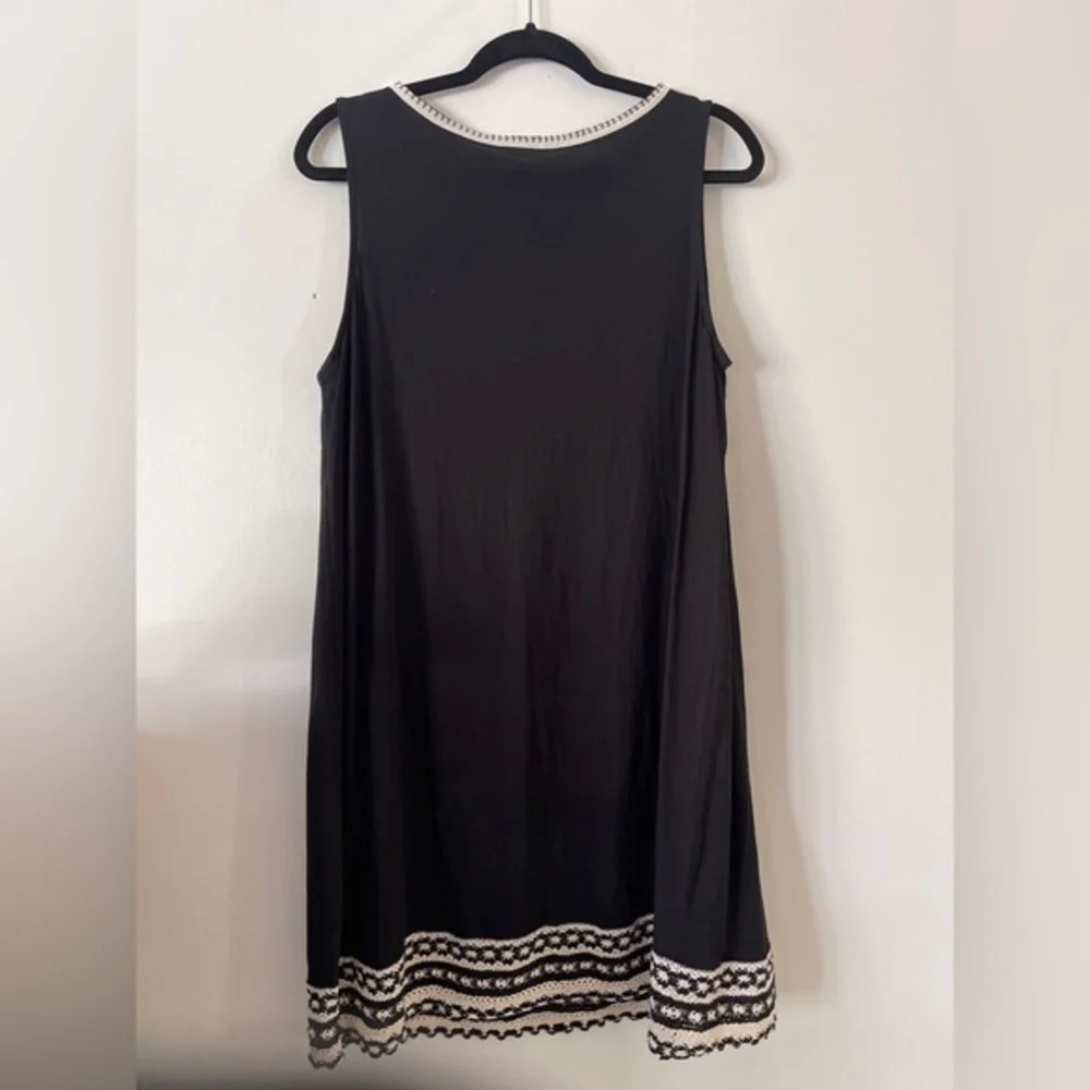 J. Jill Black Crochet Trim‎ Sleeveless Midi Dress Petite Large